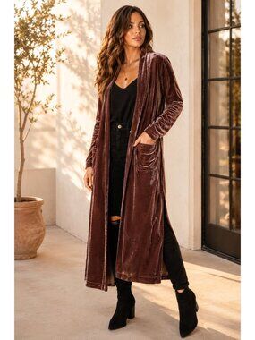 BB Dakota Steve Madden Just Vibes S/M Velvet Duster Small Burgundy Smoke NWT